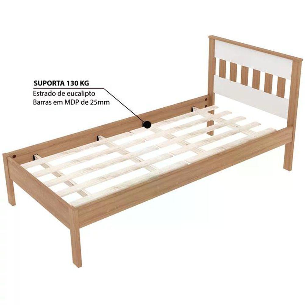 Cama Solteiro Com Auxiliar Cm8006 Cm8008 Qt8 Amendoa Branco Tecno Mobili Amendoa Branco - 5