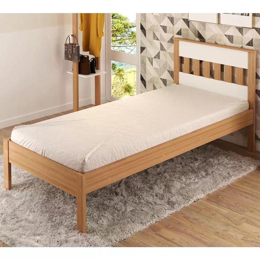Cama Solteiro Com Auxiliar Cm8006 Cm8008 Qt8 Amendoa Branco Tecno Mobili Amendoa Branco - 8