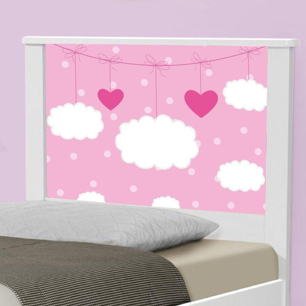 Cama Solteiro Adesivada Nuvens Menina Com Colchão - 3