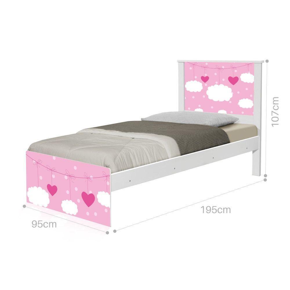 Cama Solteiro Adesivada Nuvens Menina Com Colchão - 4