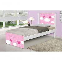 Cama Solteiro Adesivada Nuvens Menina Com Colchão - 1