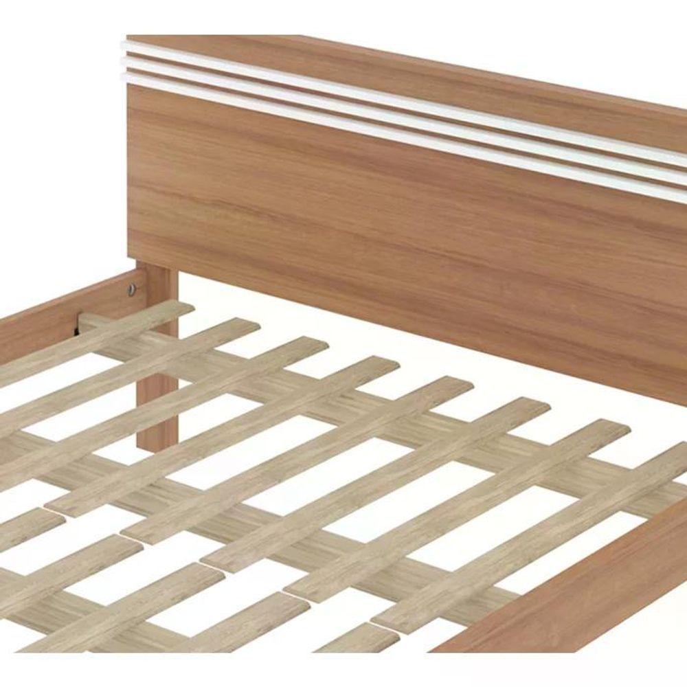 Cama Casal Cm8009 E 02 Mesas De Cabeceira Az1016 Qt10 Amendoa Branco Tecno Mobili Amendoa Branco - 5