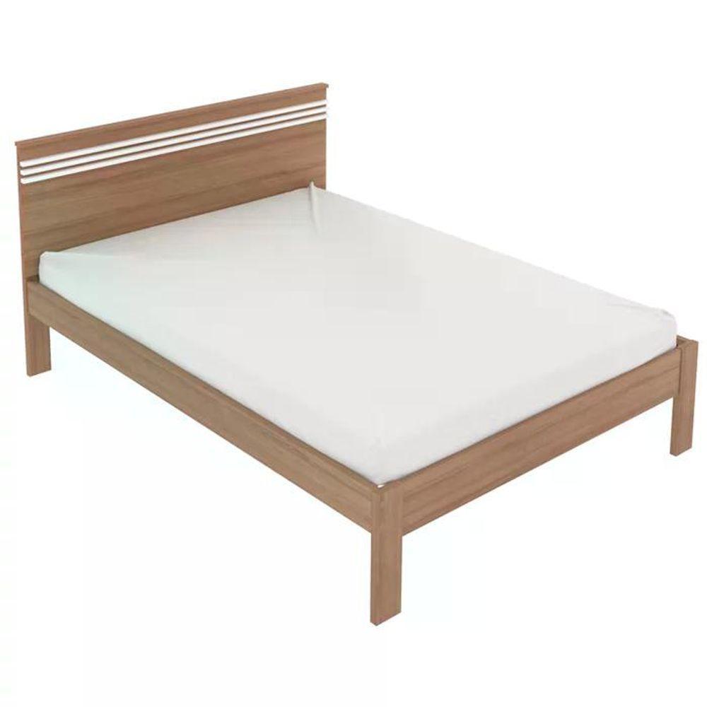 Cama Casal Cm8009 E 02 Mesas De Cabeceira Az1016 Qt10 Amendoa Branco Tecno Mobili Amendoa Branco - 6