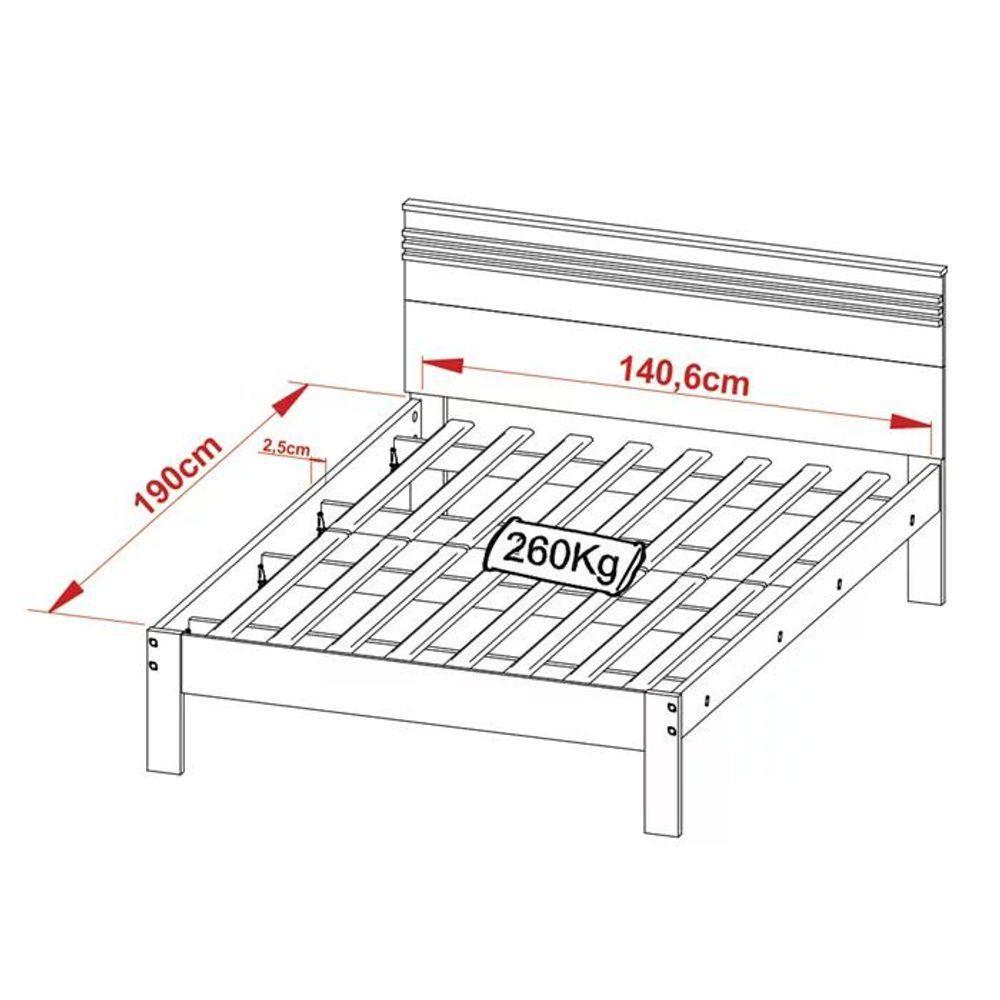 Cama Casal Cm8009 E 02 Mesas De Cabeceira Az1016 Qt10 Amendoa Branco Tecno Mobili Amendoa Branco - 9