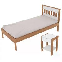 Cama Solteiro Cm8006 E Mesa De Cabeceira Az1016 Qt5 Amendoa Branco Tecno Mobili Amendoa Branco - 19