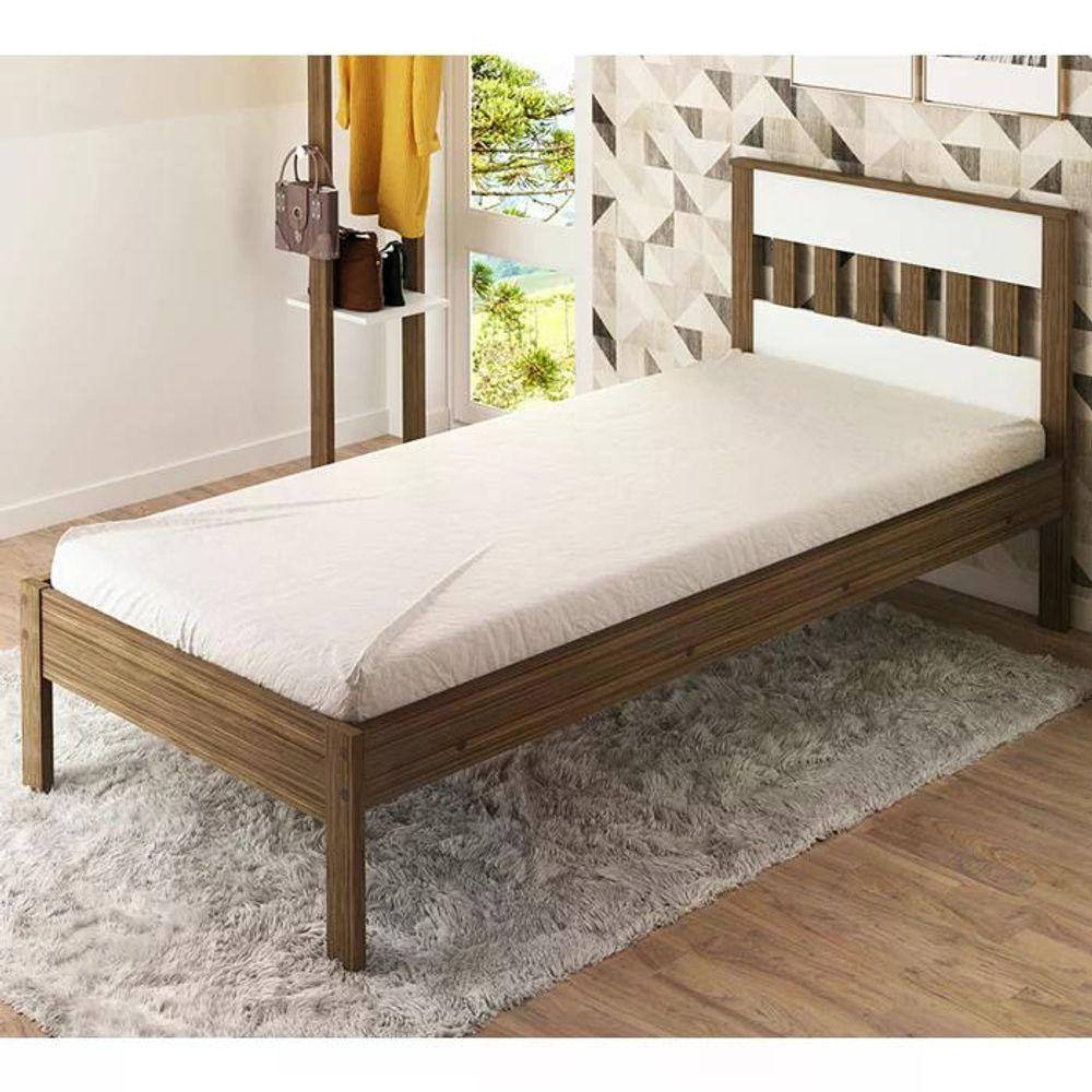 Cama Solteiro Com Auxiliar Cm8006 Cm8008 Qt8 Nogal Branco Tecno Mobili Nogal Branco - 8