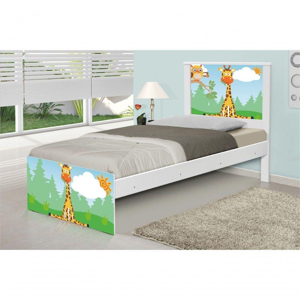 Cama Solteiro Adesivada Safari Girafa Com Colchão - 1