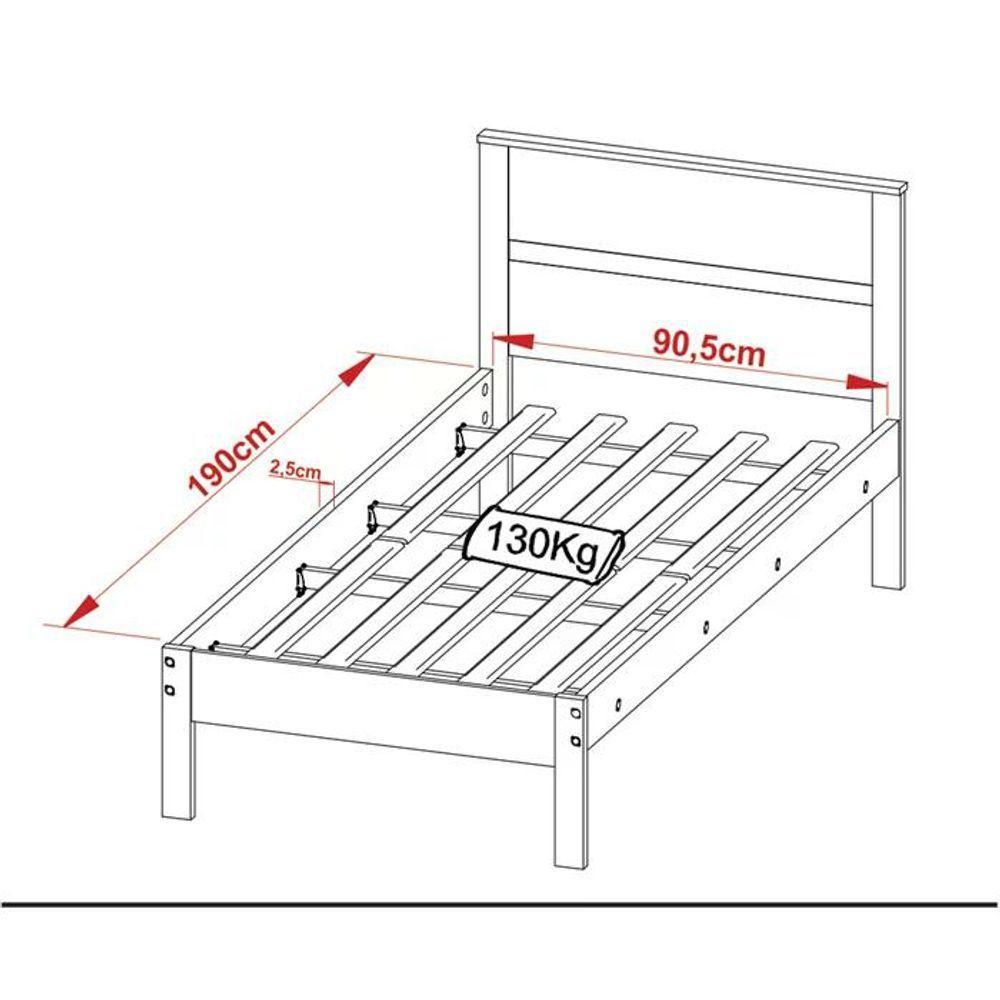 Cama Solteiro Com Auxiliar Cm8004 Cm8008 Qt7 Nogal Branco Tecno Mobili Nogal Branco - 6