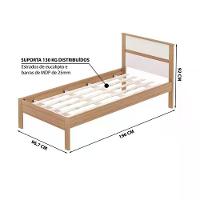 Cama Solteiro Cm8004 E Mesa De Cabeceira Az1016 Qt2 Amendoa Branco Tecno Mobili Amendoa Branco - 9