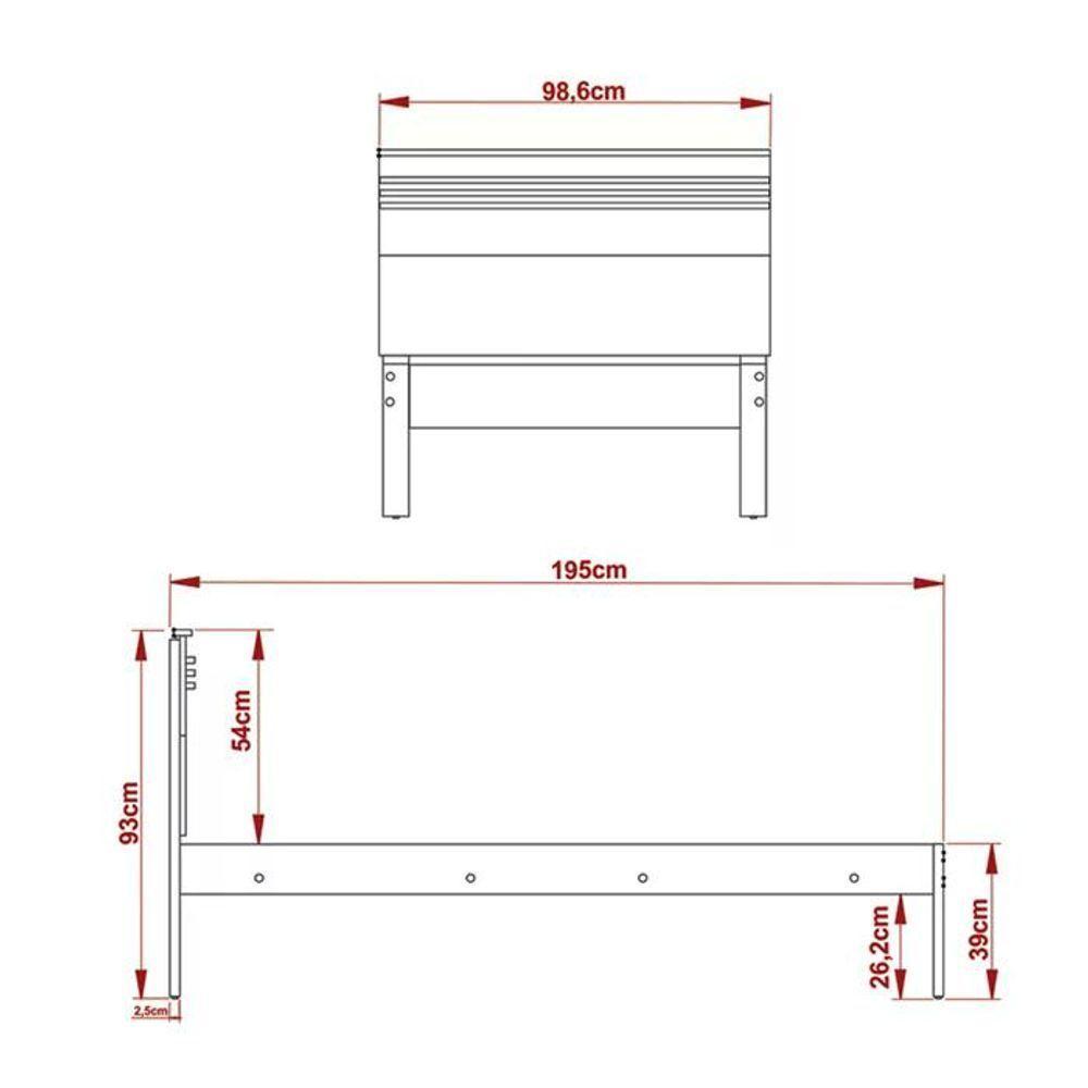 Cama Solteiro Cm8010 Nogal Branco Tecno Mobili Nogal Branco - 5