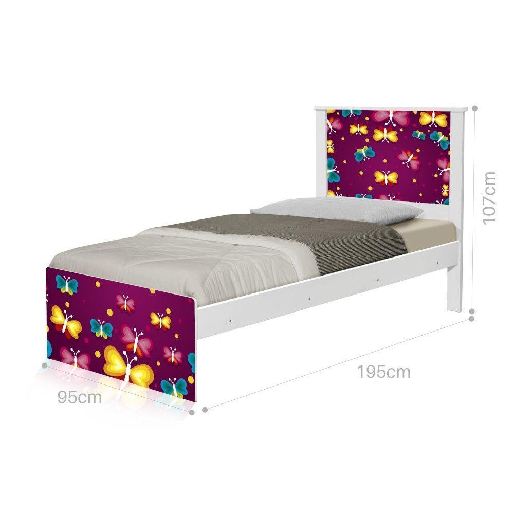 Cama Solteiro Adesivada Borboletas - 1