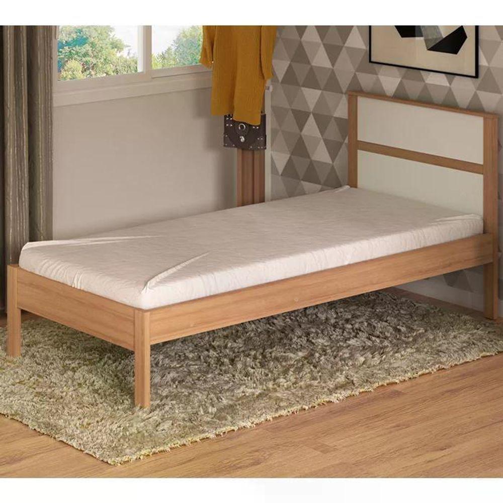 Cama Solteiro Com Auxiliar Cm8004 Cm8008 Qt7 Amendoa Branco Tecno Mobili Amendoa Branco - 8
