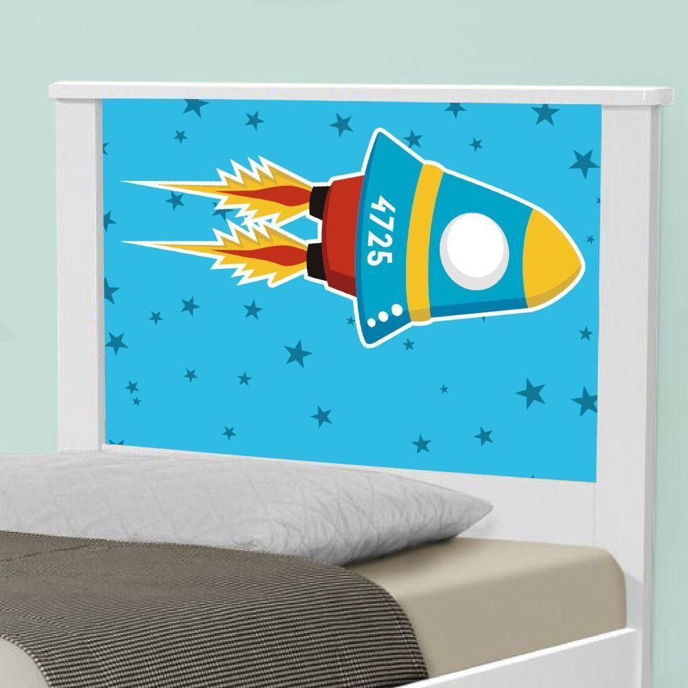 Cama Solteiro Adesivada Foguete Espacial Com Colchão - 3