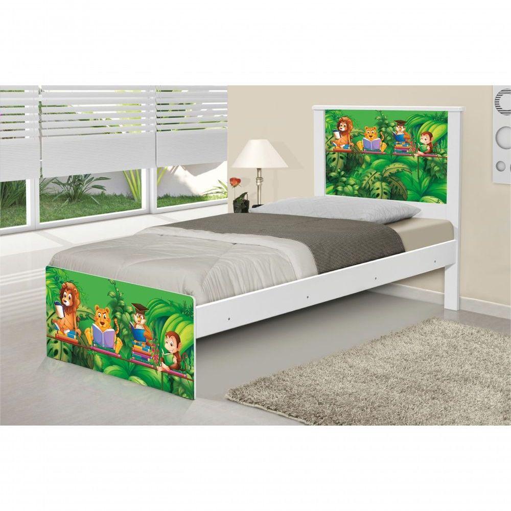 Cama Solteiro Adesivada Safari Com Colchão - 1