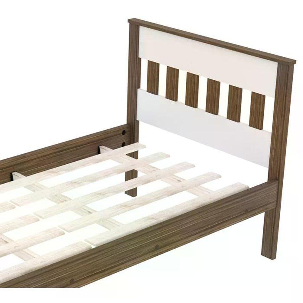 Quarto Solteiro 3 Peças Cm8006 Az1016 Az1019 Qt4 Nogal Branco Tecno Mobili Nogal Branco - 3