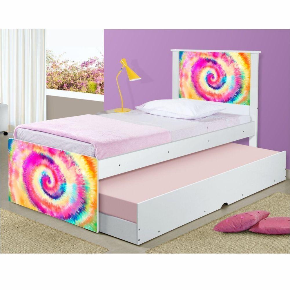 Cama Solteiro Tie Dye Com Auxiliar E Colchões - 1