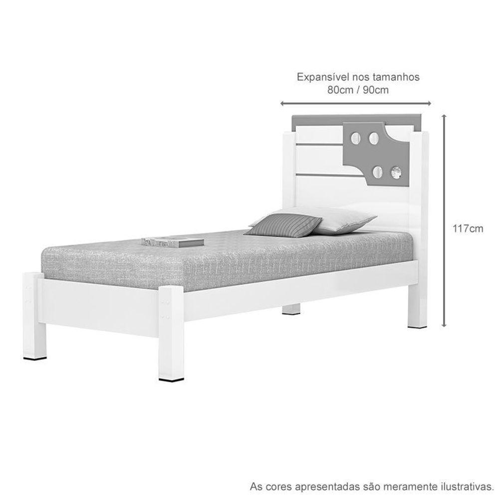 Cama De Solteiro Bibox Luiza Branco C/ Rosa C/Auxiliar - 1