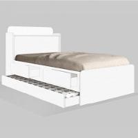 Cama Tamires Solteiro 0,88cm C/ Auxiliar Branco E 2 Colchões - 2