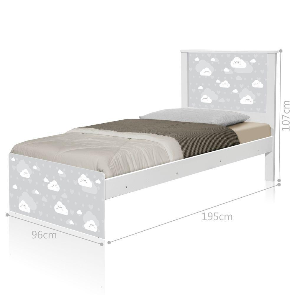 Cama Solteiro Barcelona Nuvem Cinza Menino E Menina Colchão - 5