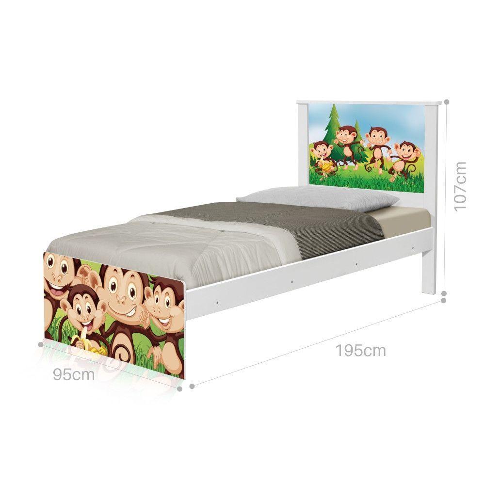 Cama Solteiro Adesivada Safari Macaquinhos Com Colchão - 5