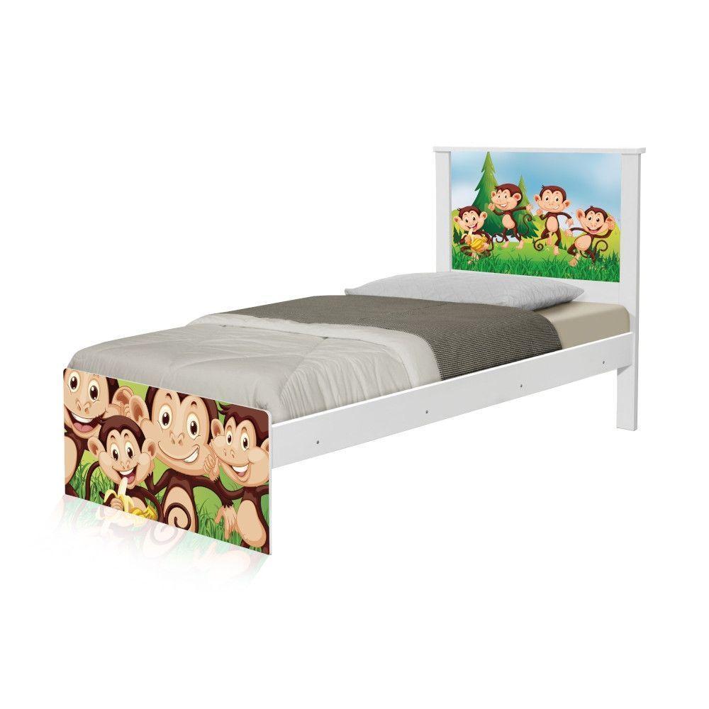 Cama Solteiro Adesivada Safari Macaquinhos Com Colchão - 6