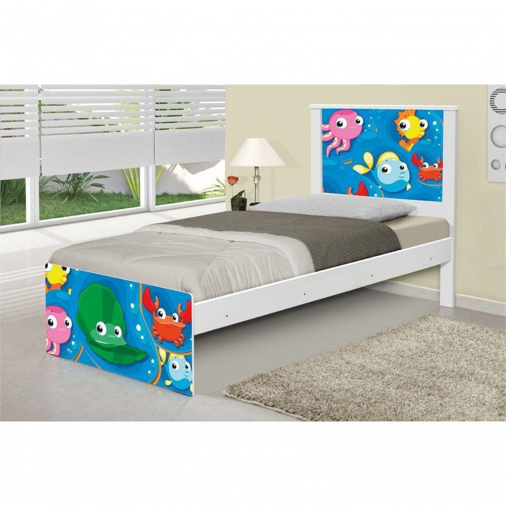 Cama Solteiro Fundo Do Mar Peixinhos Com Colchão - 1