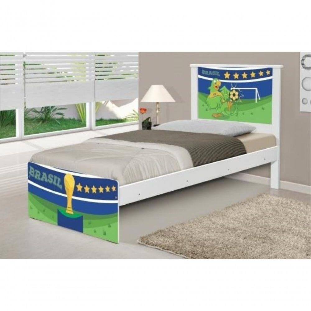 Cama Solteiro Adesivada Copa Do Mundo Brasil Com Colchão - 1