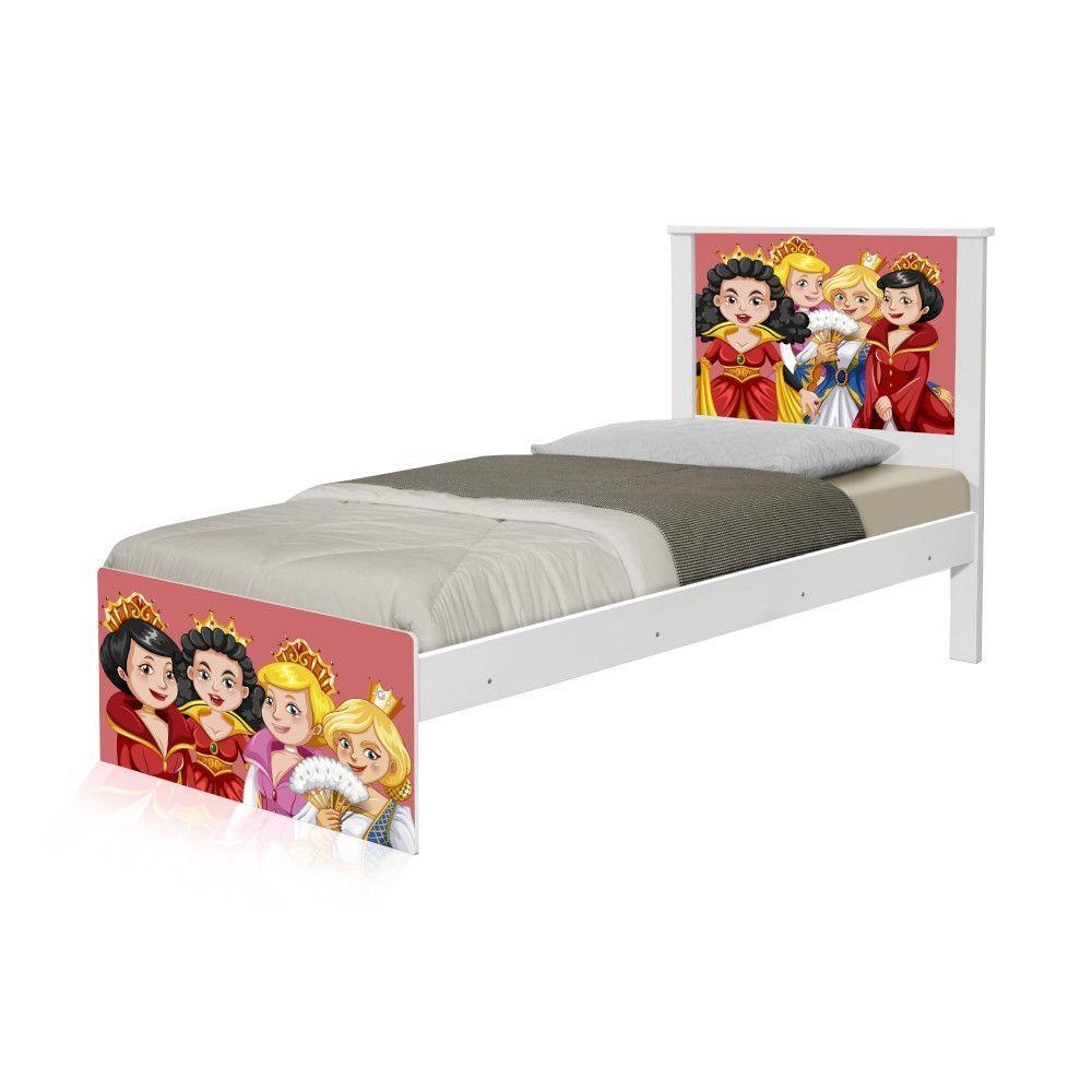 Cama Solteiro Adesivada Princesas Medievais Com Colchão - 5
