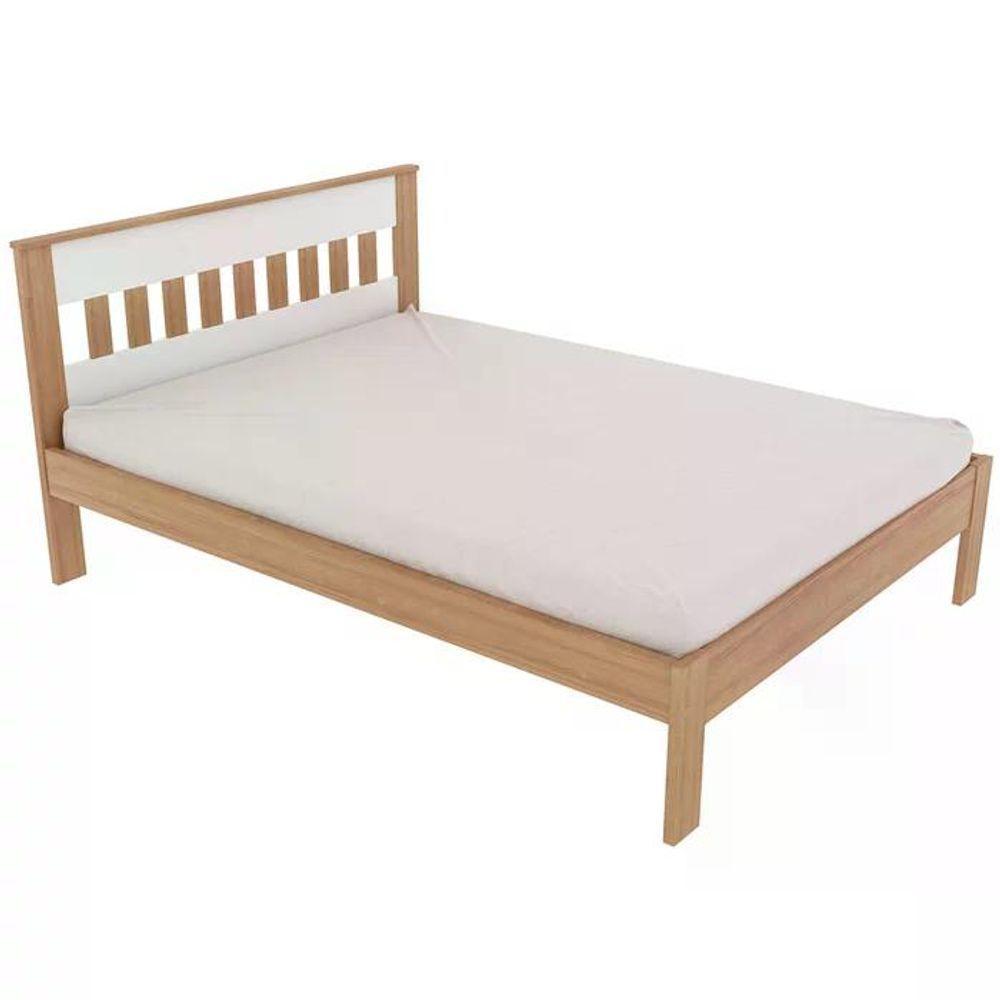 Cama Casal Cm8007 E 02 Mesas De Cabeceira Az1016 Qt6 Amendoa Branco Tecno Mobili Amendoa Branco - 1