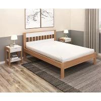 Cama Casal Cm8007 E 02 Mesas De Cabeceira Az1016 Qt6 Amendoa Branco Tecno Mobili Amendoa Branco