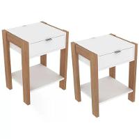 Cama Casal Cm8007 E 02 Mesas De Cabeceira Az1016 Qt6 Amendoa Branco Tecno Mobili Amendoa Branco - 10