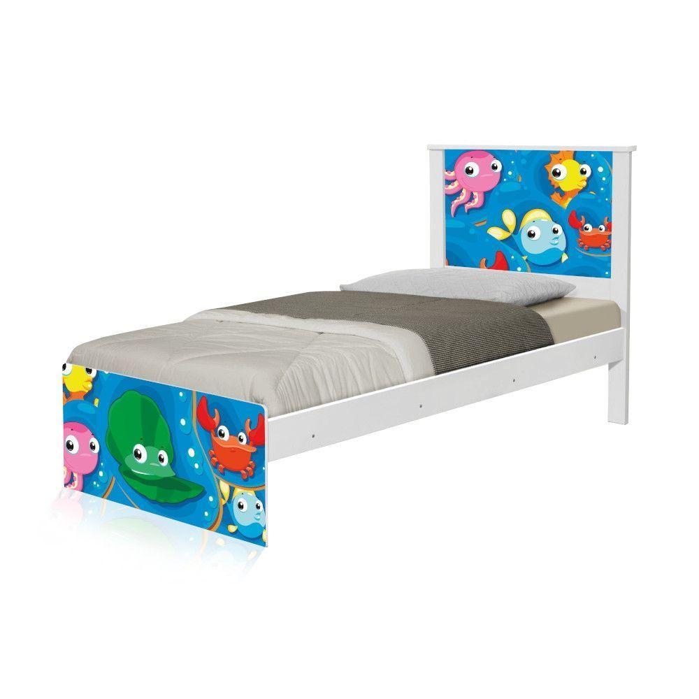 Cama Solteiro Adesivada Fundo Do Mar Peixinhos Com Colchão - 5