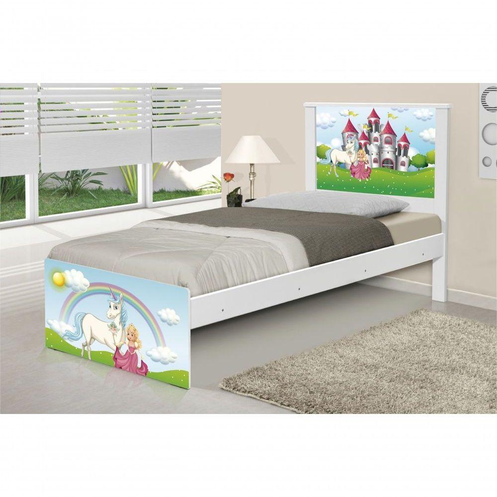 Cama Solteiro Adesivada Princesa Encantada Com Colchão - 1