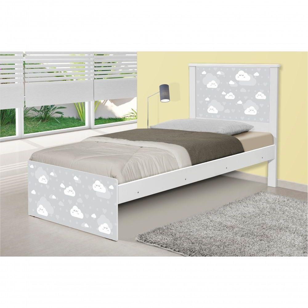 Cama Solteiro Barcelona Nuvem Cinza Menino E Menina - 1