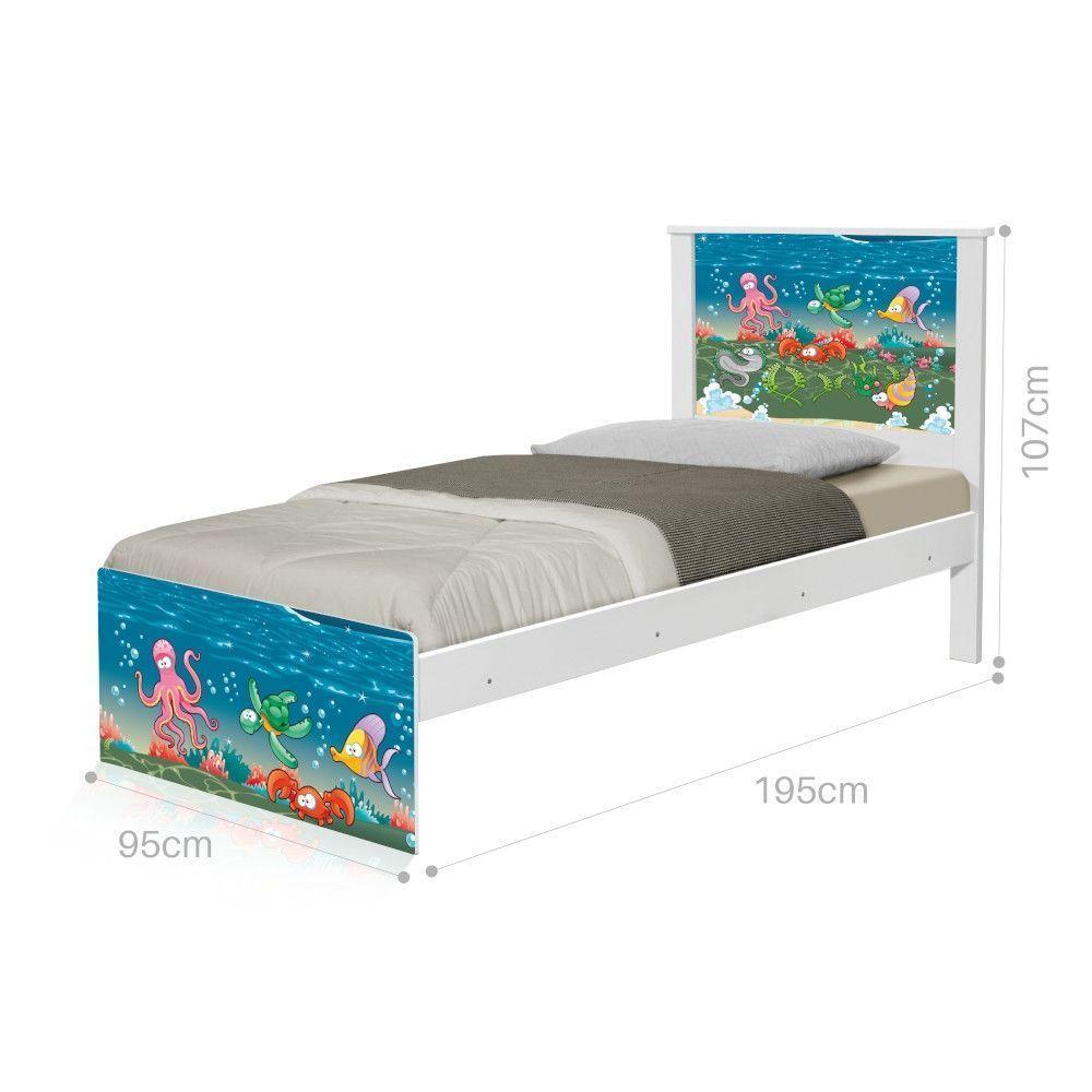 Cama Solteiro Adesivada Fundo Do Mar Com Colchão - 4