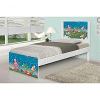 Cama Solteiro Adesivada Fundo Do Mar Com Colchão - 1