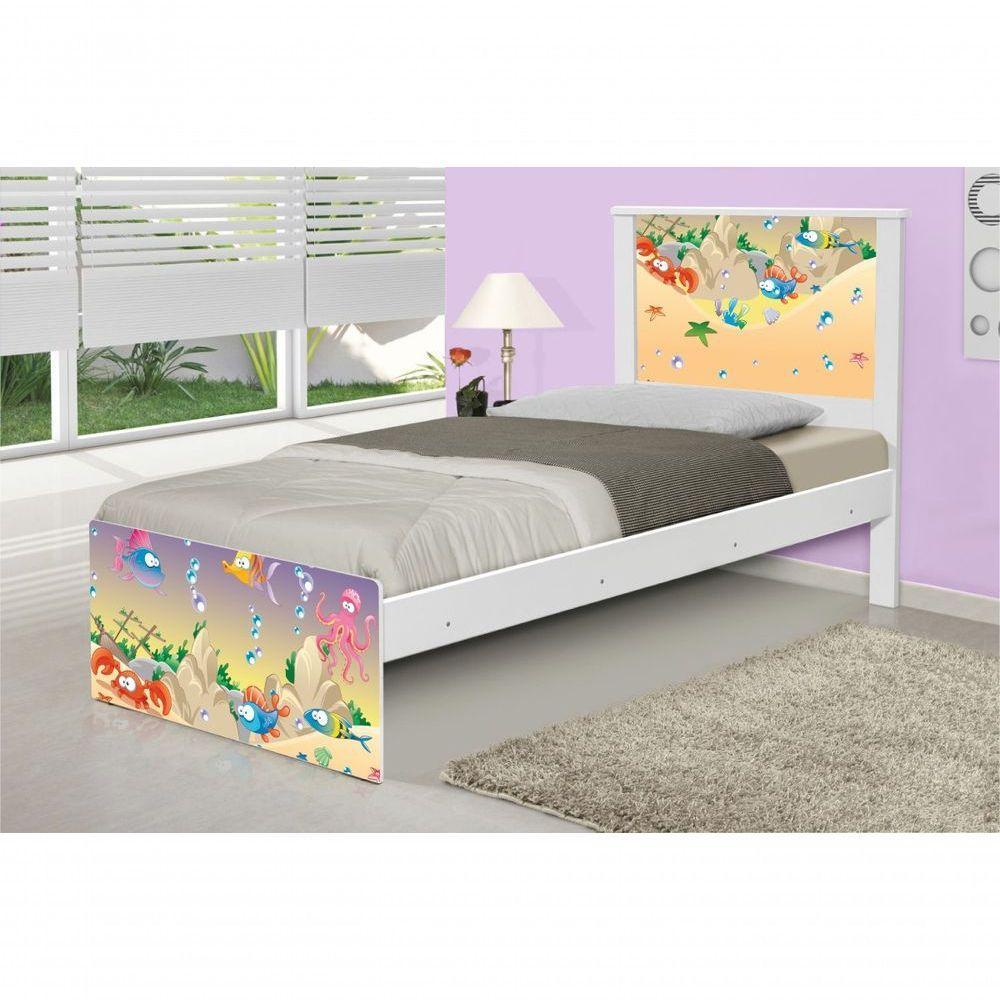 Cama Solteiro Fundo Do Mar Feliz Com Colchão - 1