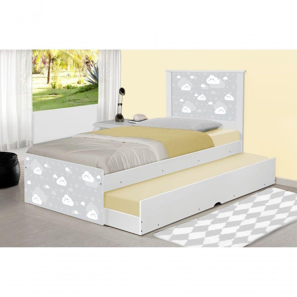 Cama Nuvem Cinza Menino E Menina Auxiliar E Colchão - 1