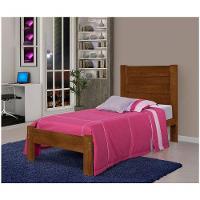 Cama de Solteiro Lara de Madeira Maciça Pinus Castanho - 1