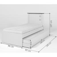 Cama Solteiro Viana Off White Com Auxiliar E Colchões - 2