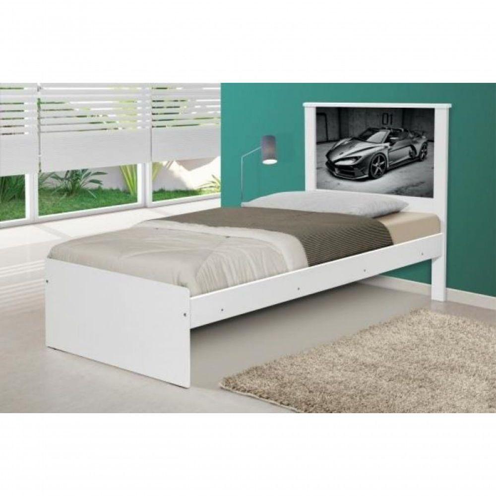Cama Solteiro Carro Sport Chumbo Com Colchão - 1