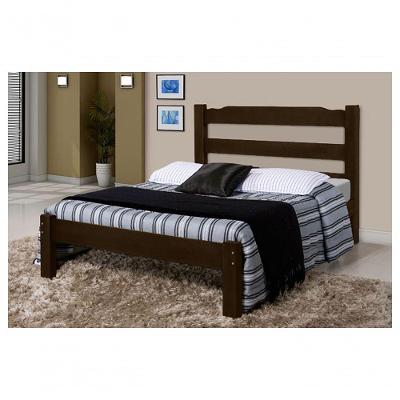 Cama de Casal Veneza de Madeira Maciça Tauari Tabaco