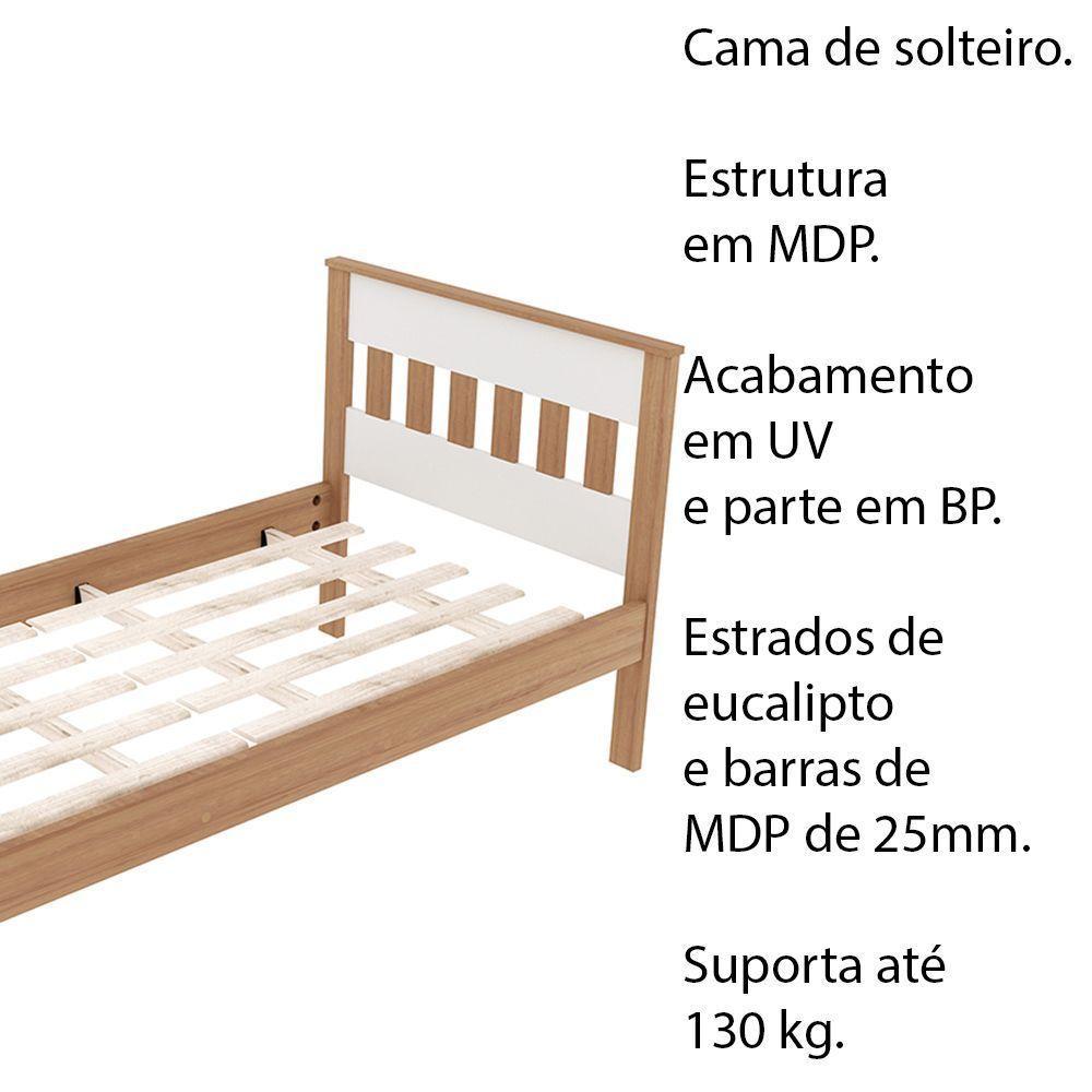 Cama De Solteiro Mdp Cm8006 Amendoa/Branco - Gran Belo - 7