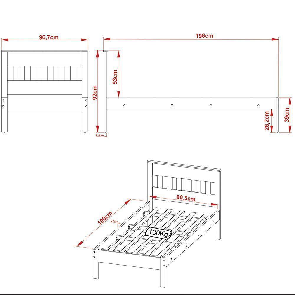 Cama De Solteiro Mdp Cm8006 Amendoa/Branco - Gran Belo - 8