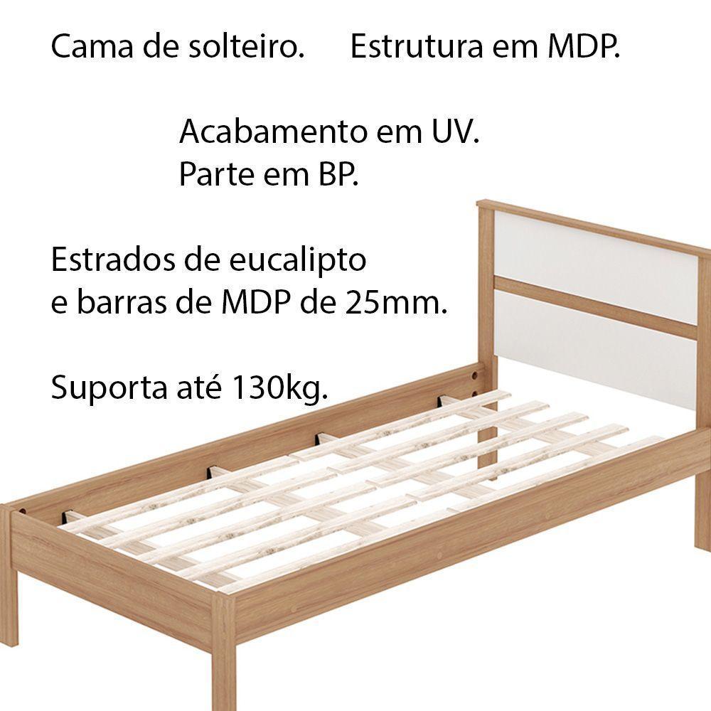 Cama De Solteiro Mdp Cm8004 Amendoa/Branco - Gran Belo - 2