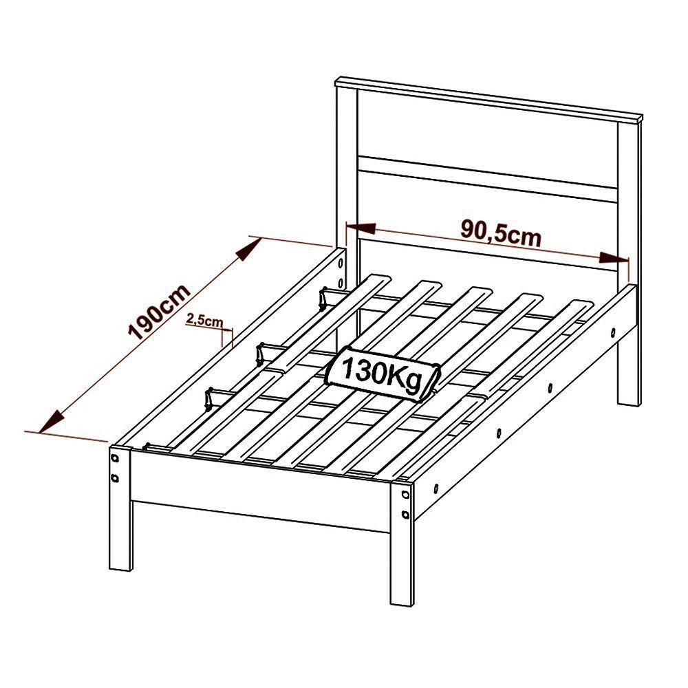 Cama De Solteiro Mdp Cm8004 Amendoa/Branco - Gran Belo - 5