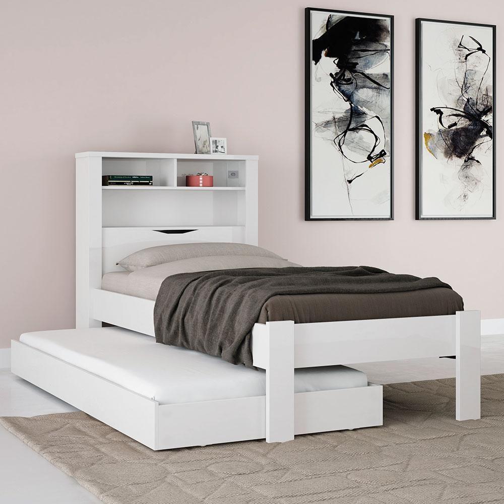 Bicama Solteiro C/Baú/Nicho Invicta Santos Andirá Branco - 1