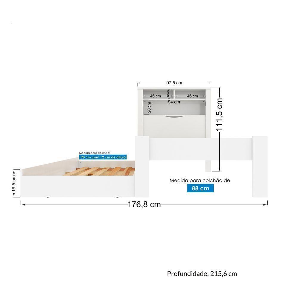 Bicama Solteiro C/Baú/Nicho Invicta Santos Andirá Branco - 5