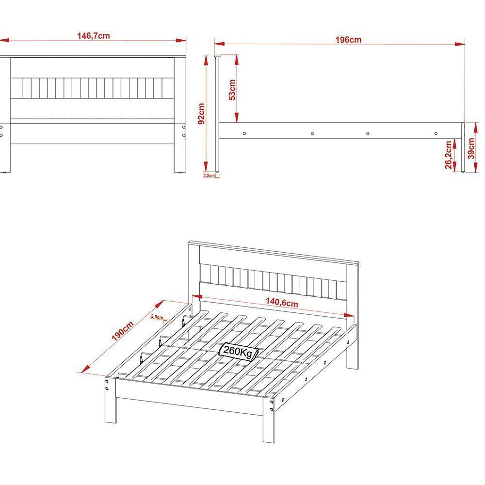 Cama De Casal Mdp Cm8007 Amendoa/Branco - Gran Belo - 8