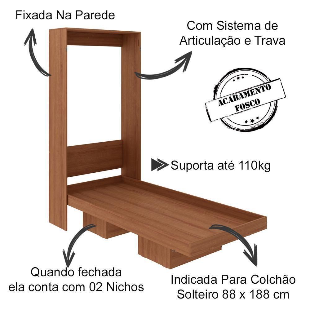 Cama Retratil De Parede Solteiro Cm8015 Amendoa - 5